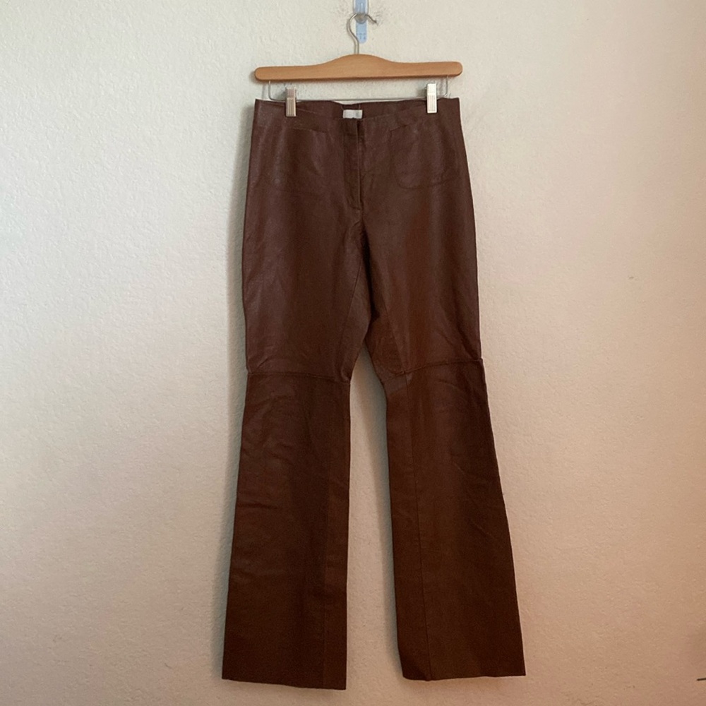 Lilla Brown Textured Low Rise Leather Pants Size 6